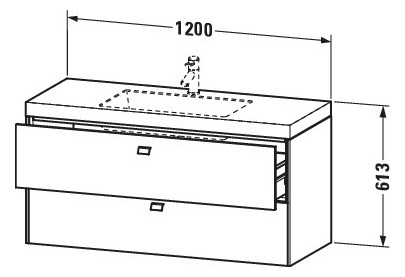 Duravit Waschtischunterschrankset Brioso 120 x 48 cm, chrom/Graphit matt, ohne Hahnloch