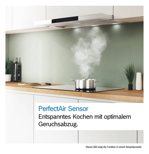 Deckendunstabzug 888mm ws A 56dB Ø150mm 450cbm/h LED 3st Abl/Uml T510mm