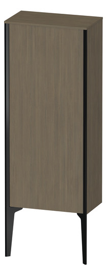 Duravit Halbhochschrank XViu 40x24x89cm, schwarz matt, Tür rechts, Eiche terra