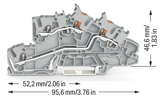 Installationsklemme 32A 0,25-4qmm 2pot gr APL_erf. Federzugans