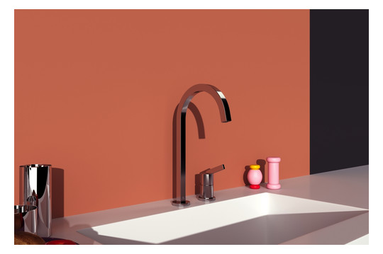 Ideal-Standard Küchen-2-Loch-Armatur Gusto quadratischer, hoher Auslauf, Ausladung 204mm, chrom