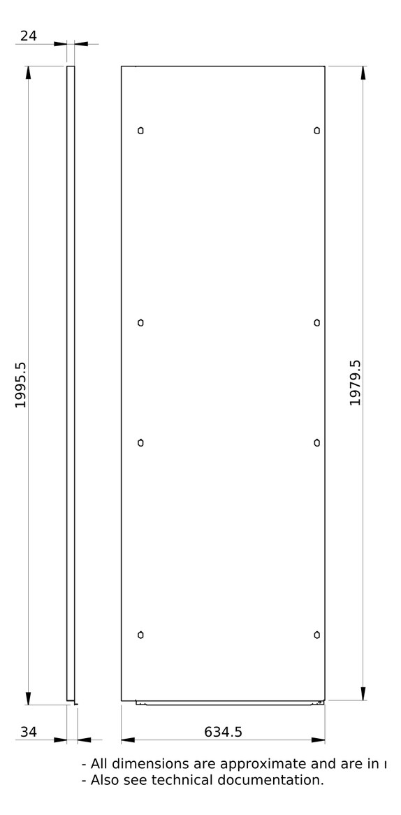 Seitenwand ST 600mm 40HE RAL9003 pulverbesch
