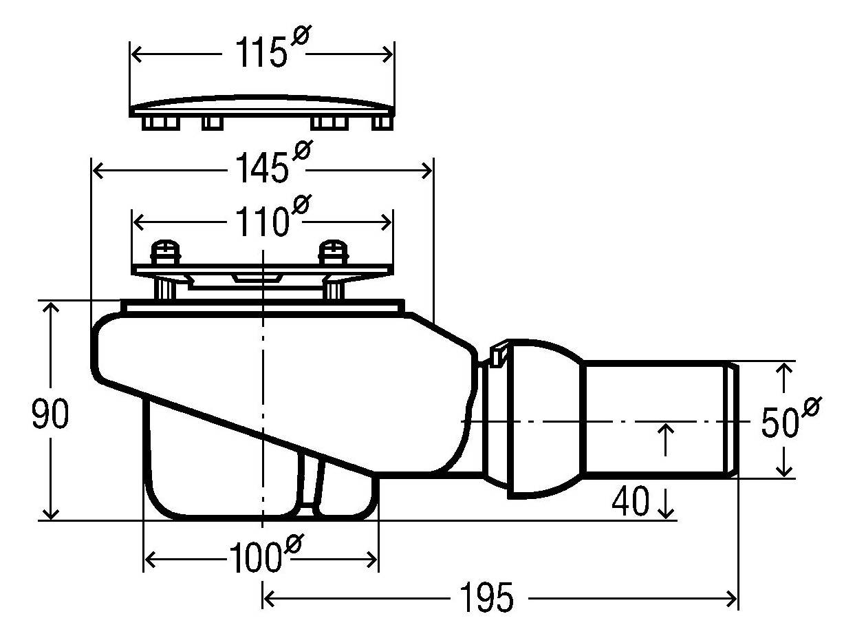 Hoesch Ablaufarmatur Compact Ø 90 mm, mit runder Ablaufabdeckung, verchromt
