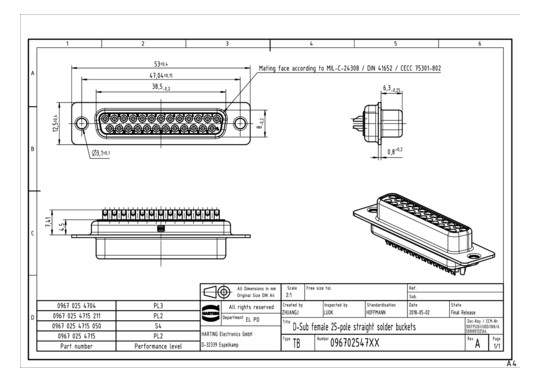 HART Buchsenleiste 25pol.    09670254704 