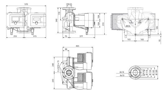 Wilo Nassläufer-Doppelpumpe Stratos MAXO D 65/0,5-12, PN 10, Flansch