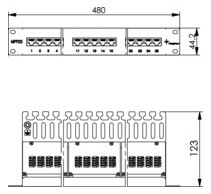 Patchpanel 25Ports 1HE Cat3 RAL7035 19Zoll-Einbau