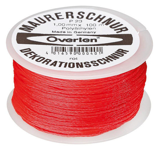 Maurerschnur aus Polyethylen, rot - 100 m x 1,0 mm