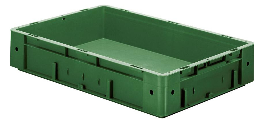 Bild Transport-Stapelkasten B600xT400xH120 mm grün Auflast 700kg ohne Griffloch LA-KA - LA-KA-PE-0