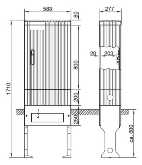Standgehäuse GFK IP44 B583xH1710xT277mm ET277mm geschl