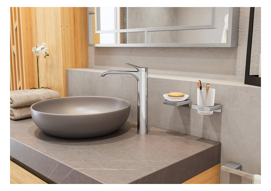 hansgrohe Zahnbecher AddStoris mit Glas, Wandmontage, Metall, chrom