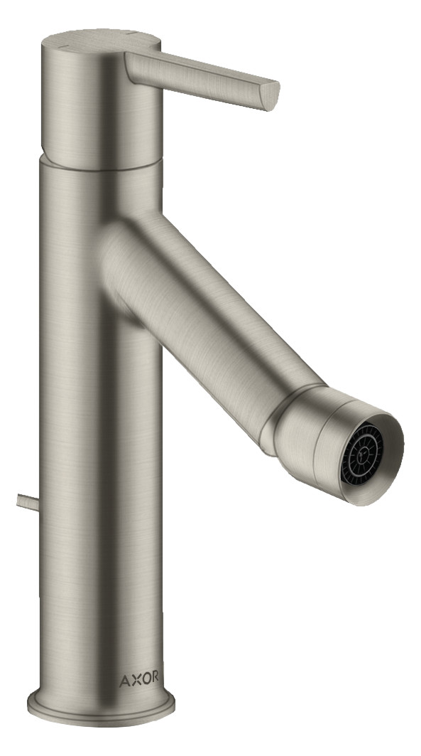 hansgrohe Bidet-Einhebelmischer Axor Starck Ausladung 104mm, mit Hebelgriff, Zugstangen-Ablaufgarnitur, Edelstahl-Optik