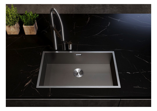 Blanco Spüle ZEROX 500-IF Dark Steel, 54 x 44 cm, Edelstahl, ohne Ablauffernbedienung