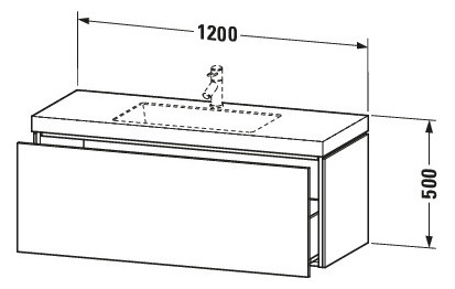 Duravit Waschtisch-Unterschrank c-bonded L-Cube 120 x 48 cm, 1 Hahnloch, eiche dunkel gebürstet, 1 Auszug, wandhängend