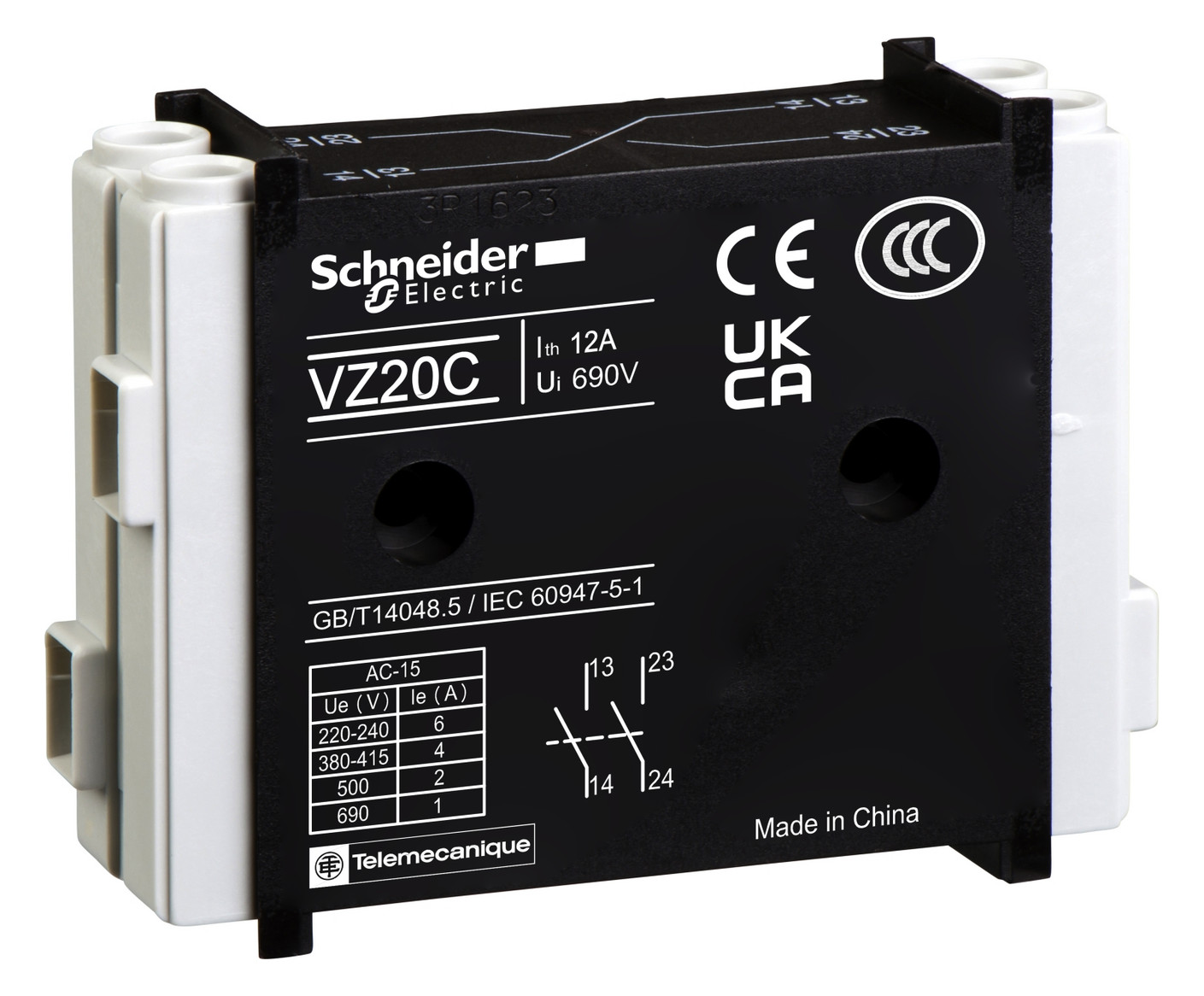 Hilfsschalterblock 2S Seitenanb 25A/AC Schraub