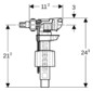 Geberit Füllventil Typ 380 Wasseranschluss seitlich, 3/8", Nippel Messing, für AP-Spülkästen