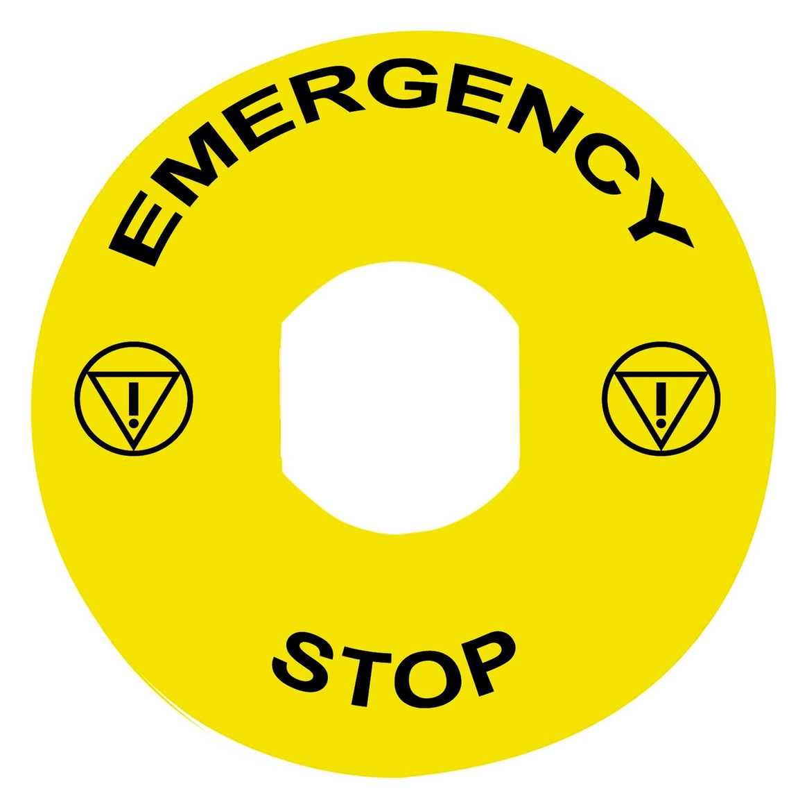 Bezeichnungsschild ge rnd NOT-AUS Ø60mm englisch Bez.Schild Symbol E-Stop