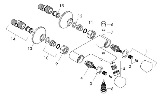 hansgrohe Zweigriff-Wannen-Armatur Logis AP, 2 Verbraucher, chrom