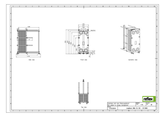 Reflex Wärmetauscher Longtherm RMG-19-100 Plattenzahl 100, geschraubt, Edelstahl