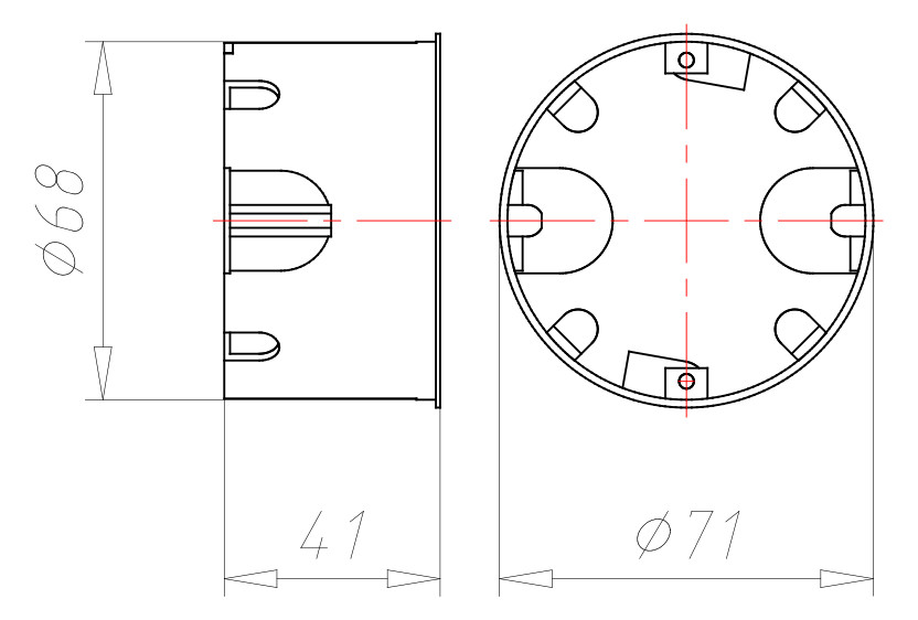 Hohlwanddose Ø68x41mm Kst rnd IP3X