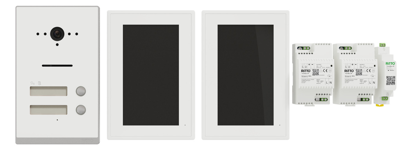 Video-Türsprechset 2Draht 2xTeiln UP/AP ws ws 1LS Unterputz/Aufputz