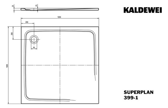Kaldewei Duschwanne SUPERPLAN CLASSIC 399-1 120x120x2,5cm, Vollantislip Perl-Effekt, weiß