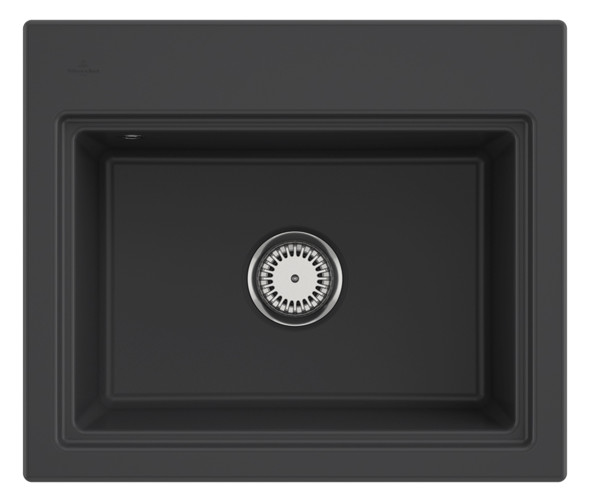 V&B Spüle Subway Style 60S Ablaufgarnitur, mit Handbetätigung und Abtropfgitter, graphit CeramicPlus