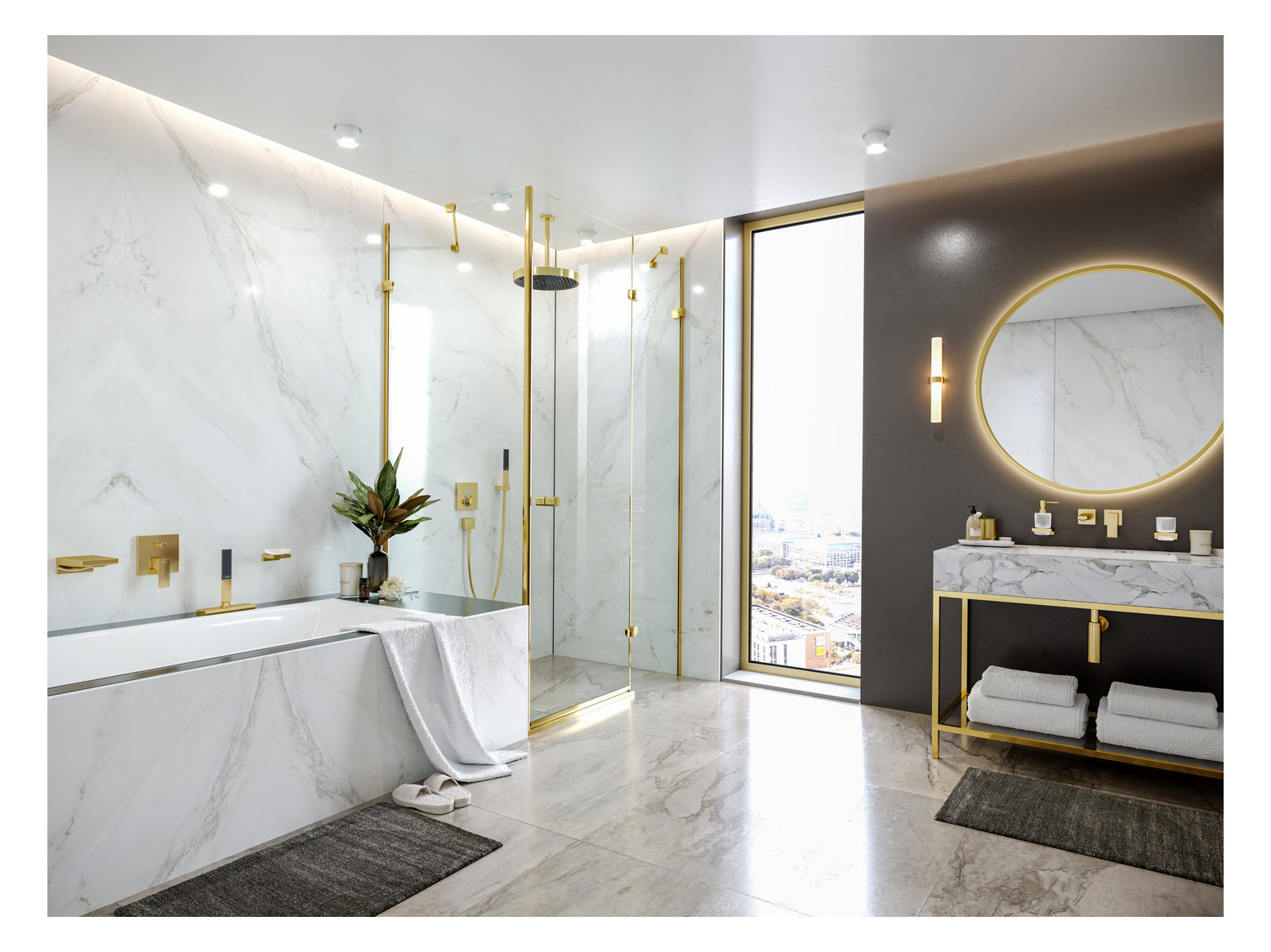 hansgrohe Fertigmontageset Metropol UP-Wannen-Einhebelmischer, mit Hebelgriff, integrierter Sicherheitskombination, polished gold optic