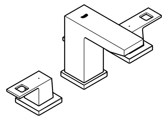 GROHE Waschtisch-3-Loch-Armatur Eurocube 1/2", mit Ablaufgarnitur, hard graphite gebürstet