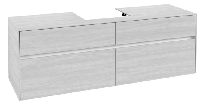 V&B Waschtischunterschrank Collaro 160x54,8x50cm, Waschtisch mittig, white wood