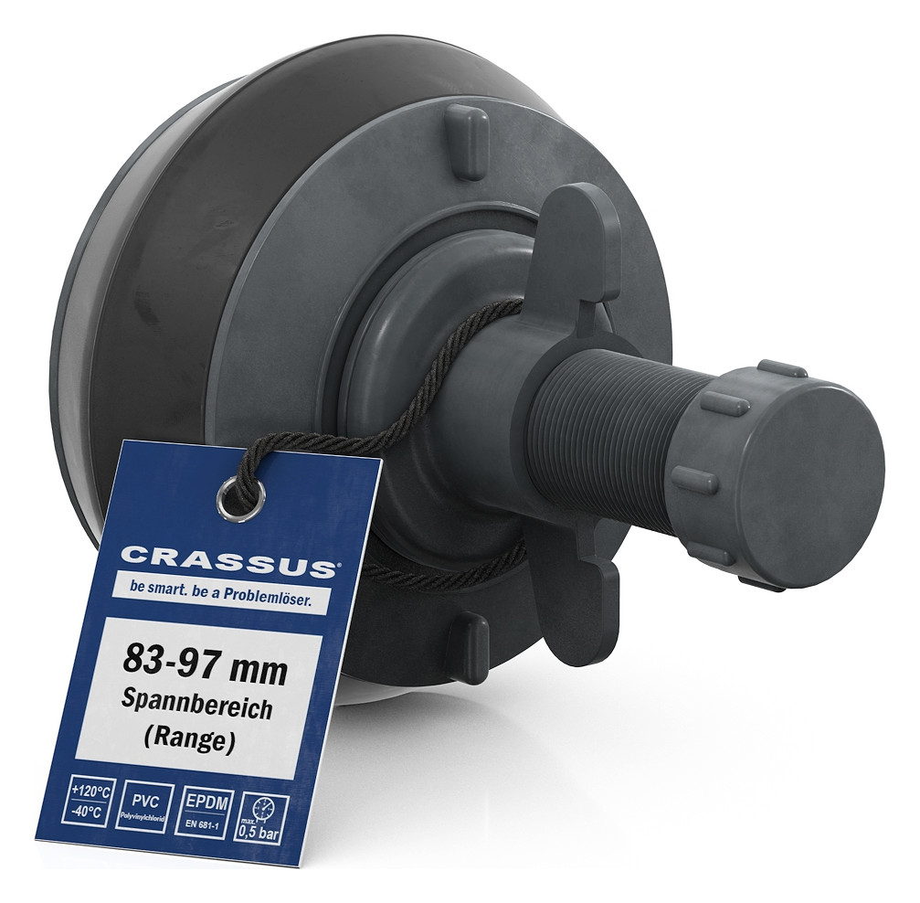 Crassus Schnellverschlussstopfen CSV 90, 83-97 mm, Länge 100 mm, EPDM/PVC