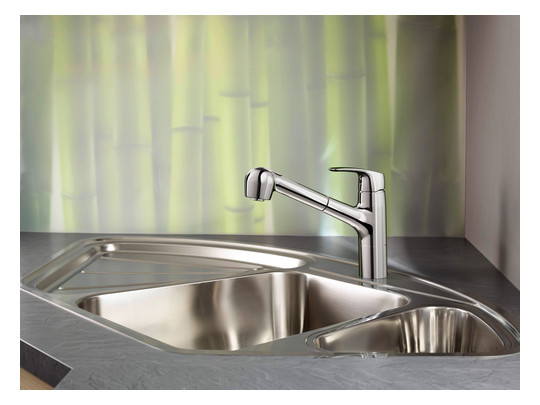 HANSA Spültisch-Einhebelmischer HANSAPINTO Ausziehbrause, 2-strahlig, schwenkbar, Ausladung 231 mm, chrom