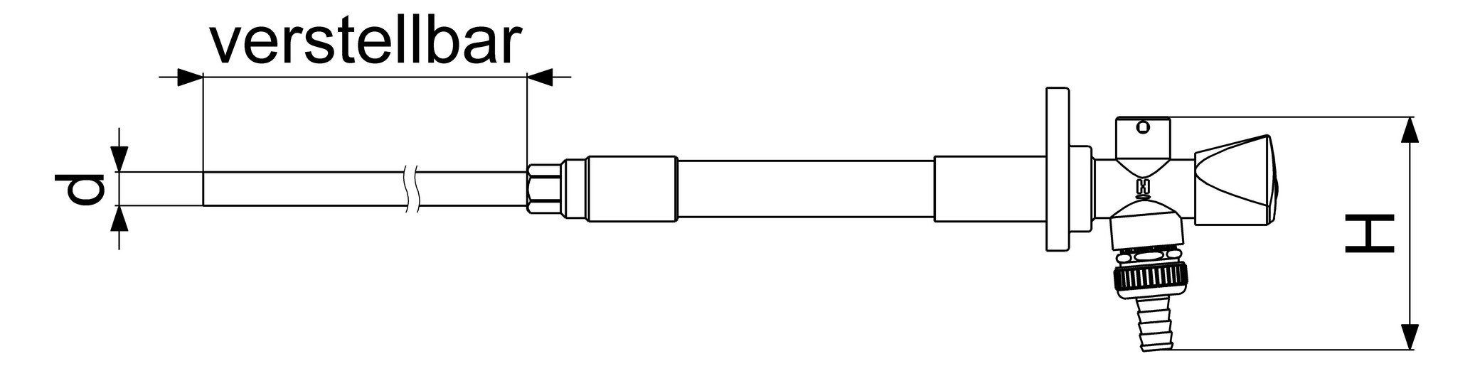 Schlösser Außenarmatur Frost-Tec 2813 230-460 mm, DN 15, Sanitärgriff, Steckschlüssel, chrom