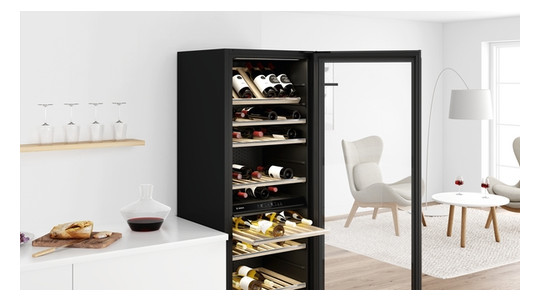 Weinklimaschrank 120l EB G G sw li/re 1zon 44fl 598x818mm