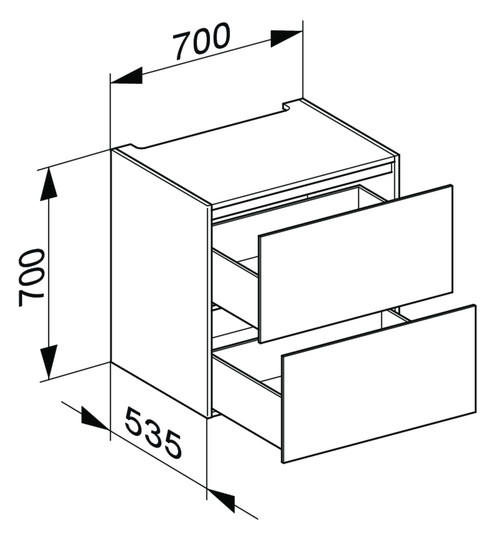 KEUCO Unterschrank Edition 11 70x70x53,5cm, 2 Frontauszüge, Beleuchtung, Cashmere, Glas Cashmere