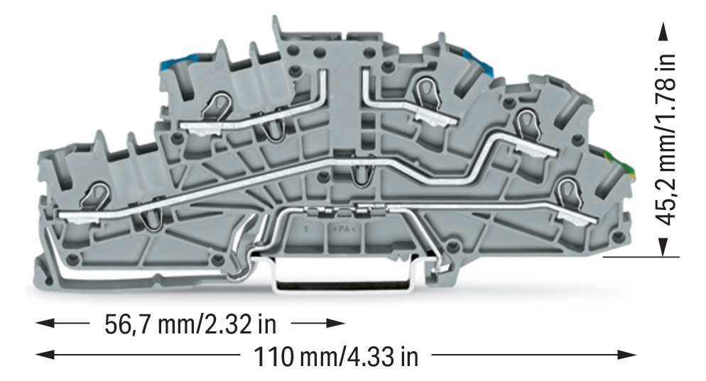 Installationsklemme 10A Serie 2003 3pot 0,25-4qmm gr APL_erf. Federzugans