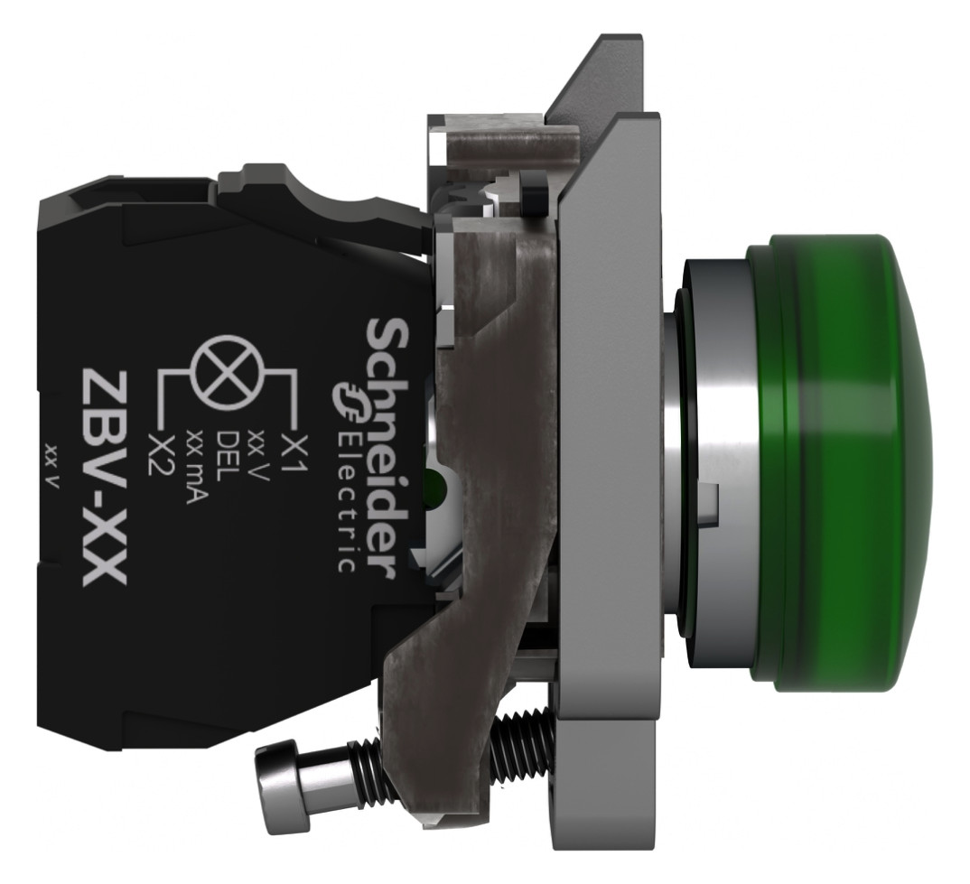 Leuchtmelder komplett 1f LED AC rnd fl Ø22mm IP65 gn