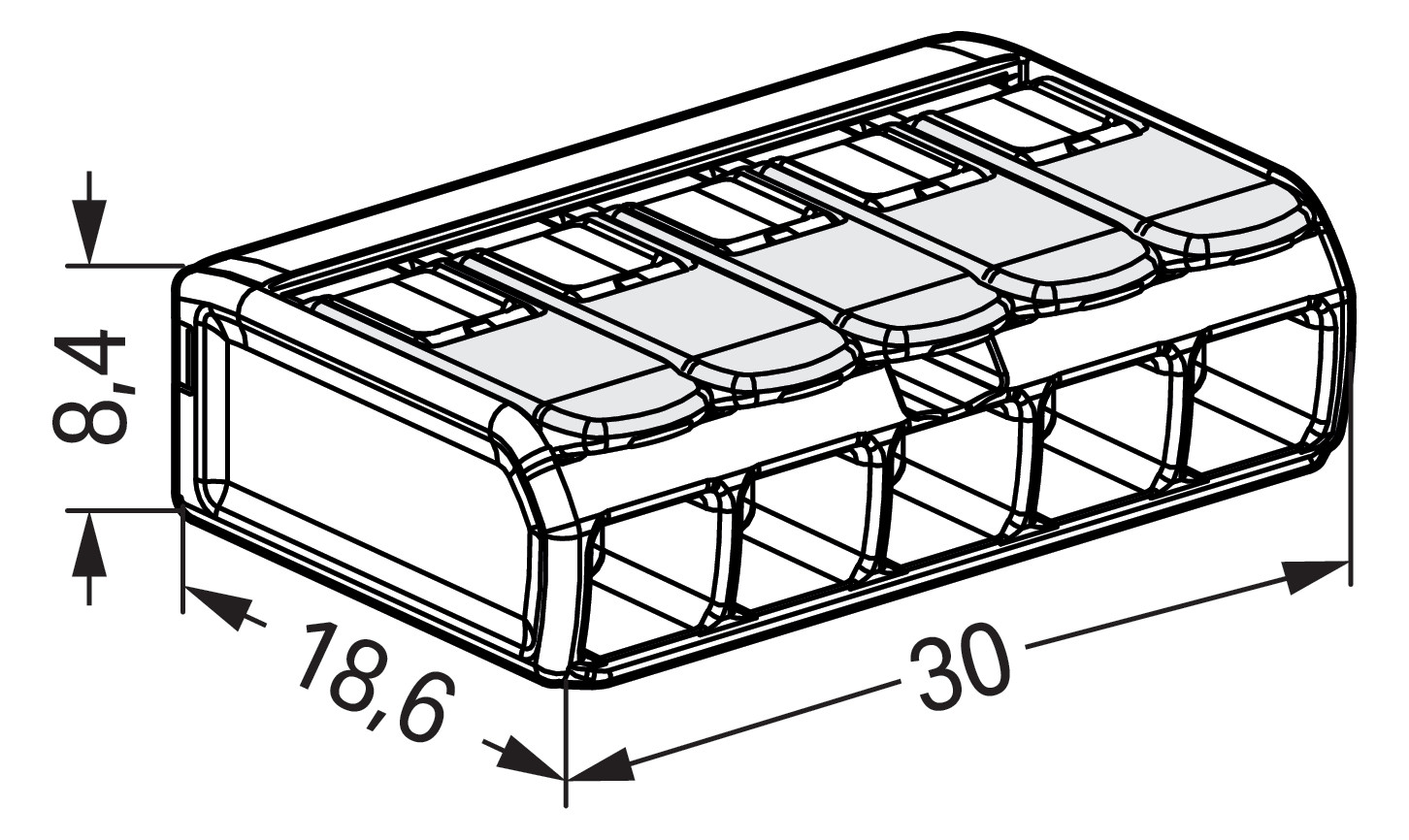Steckklemme 5f 450V 32A Serie 221 0,14-4qmm m.BetätiHebel f.Massivleiter