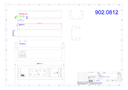Bachmann DESK 2xCEE7/3 1xUSB C  902.0812 