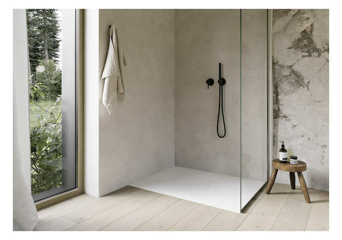 Bette Duschfliese Antirutsch Pro BetteAir 1200 x 1000 mm, edelweiß, Rechteck, glasierter Titan-Stahl, mit Minimum-Täger