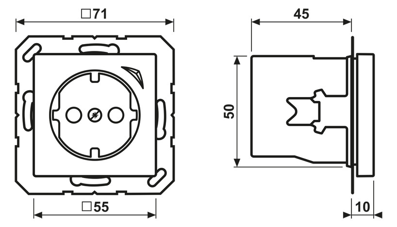 Steckdose 1f ws glz UP m.BS IP20 vert Mit erhöhtem Berührungsschutz