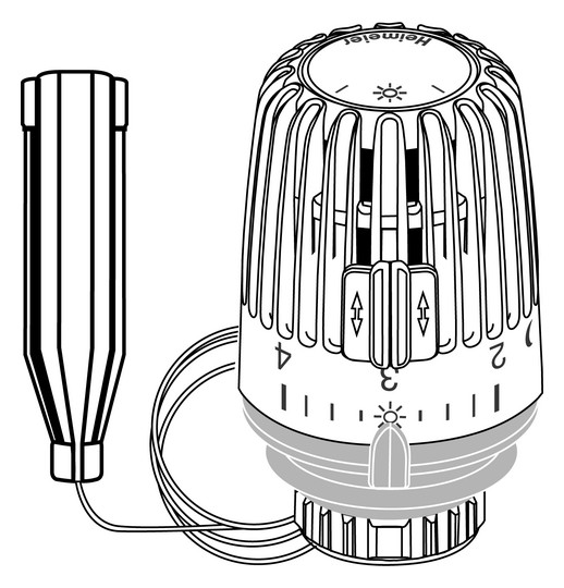 Heimeier Thermostat-Kopf K Kapillarrohr 1,25 m, Standard, mit Fernfühler, weiß