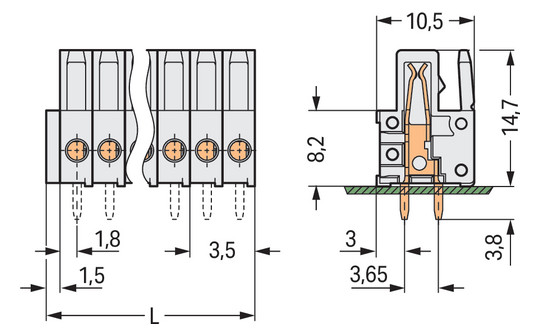 Platinenstecker Stift 24p Serie 734 lgr 1re 3,5mm Zinn Löt frei