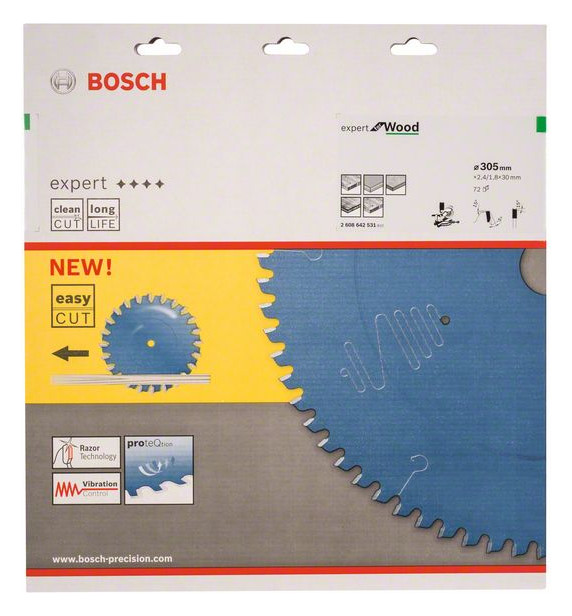 Bild HM-Kreissägeblatt 305x2,4/1,8x30 72Z WBosch VE à 1 Stück Expert for Wood Kappsäg-1