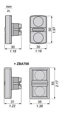 Drucktaster Front 2f o.tastenpl bel.b Ø22,5mm Geeignet für Beleuchtung IP66