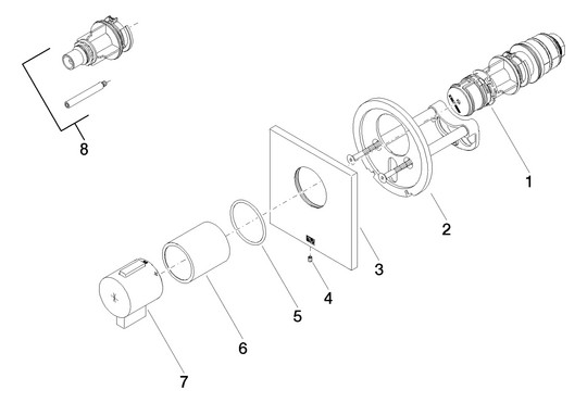 Dornbracht Fertigmontageset xTOOL UP-Thermostat, ohne Mengenregulierung, 3/4", Platin