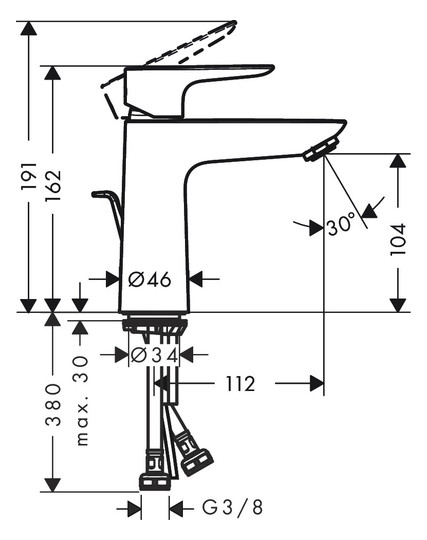 hansgrohe Waschtisch-Einhebelmischer 110 Talis E EcoSmart plus mit Zugstangen-Ablaufgarnitur, 3,5 l/min, chrom