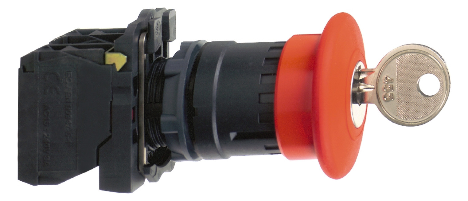 Not-Aus Taster EB IP66 Schlüssel 1S 1Ö Ø22,5mm Einb Schraub