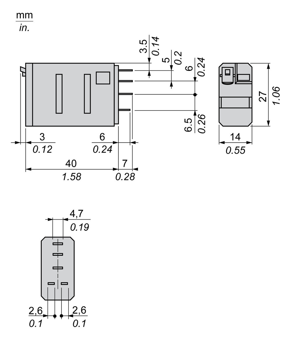 Schaltrelais 1W IP20 14x27x43mm Steckanschl