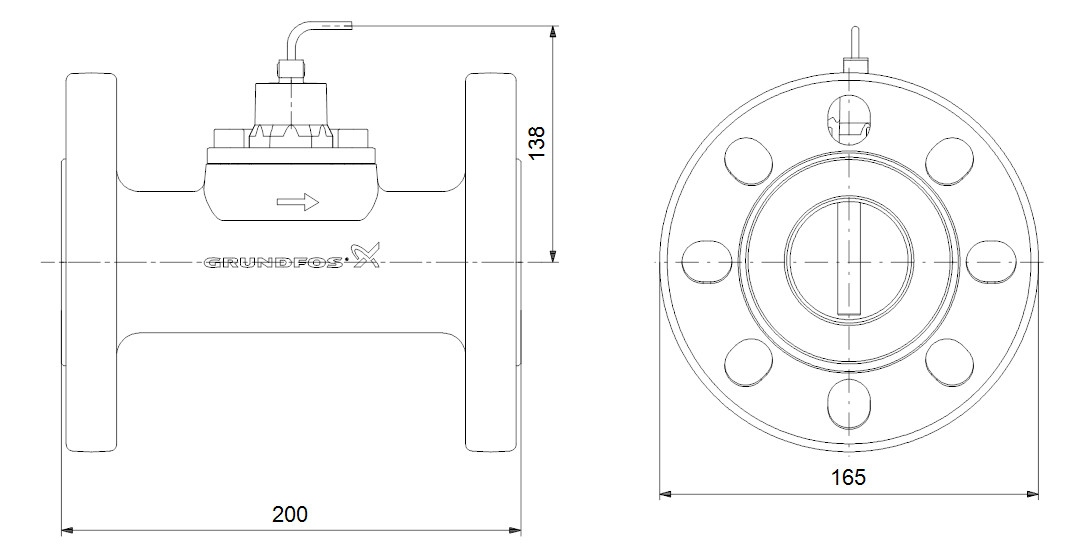 Grundfos Durchflusssensor VFI 5,2-104 m3/h DN65 GG, FKM