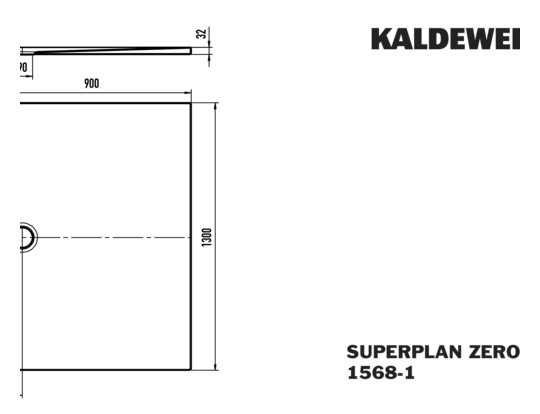 Kaldewei Duschwanne SUPERPLAN ZERO 1568-1 90x130cm, warm beige40